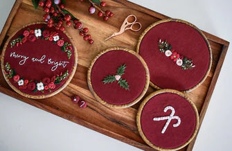 Peony Patterns Holly Hand Embroidery ~ Premium Pack
