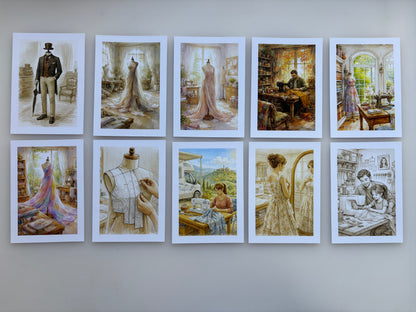 10 Sewing Themed Postcards