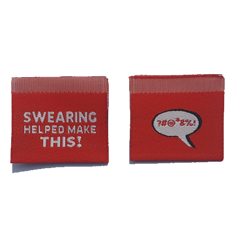 Swearing Helped Make This - RED - Sewing Label